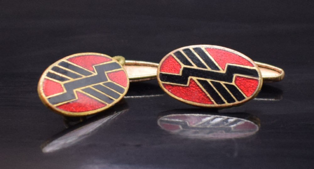 art deco gents english enamel cufflinks c1930