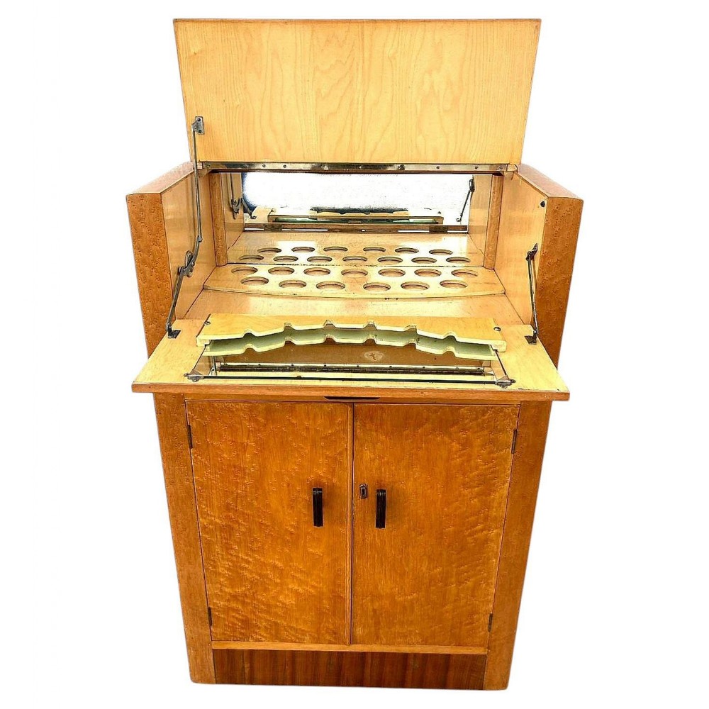art deco bird'seye maple cocktail cabinet c1930s