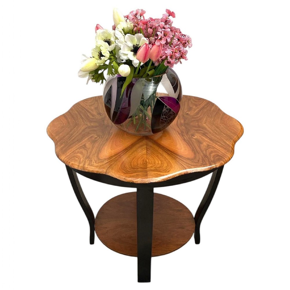 art deco two tier figured walnut coffee table english c1930